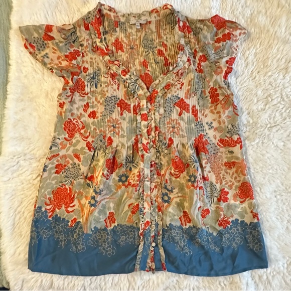 Joie silk top pop overview kimono wynne fiery red small - Picture 2 of 15